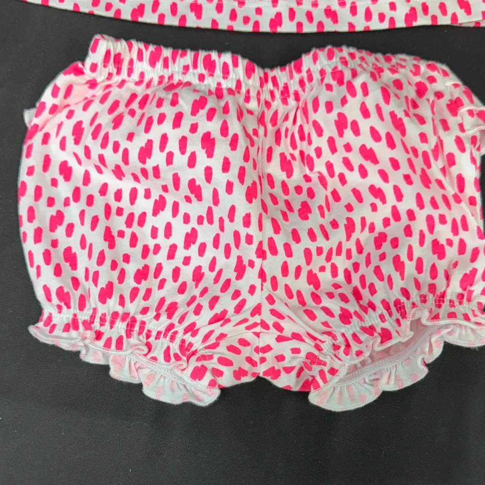 Carter’s Pink and White Polka Dot Kitty Baby 2 piece Short Set size 3 months